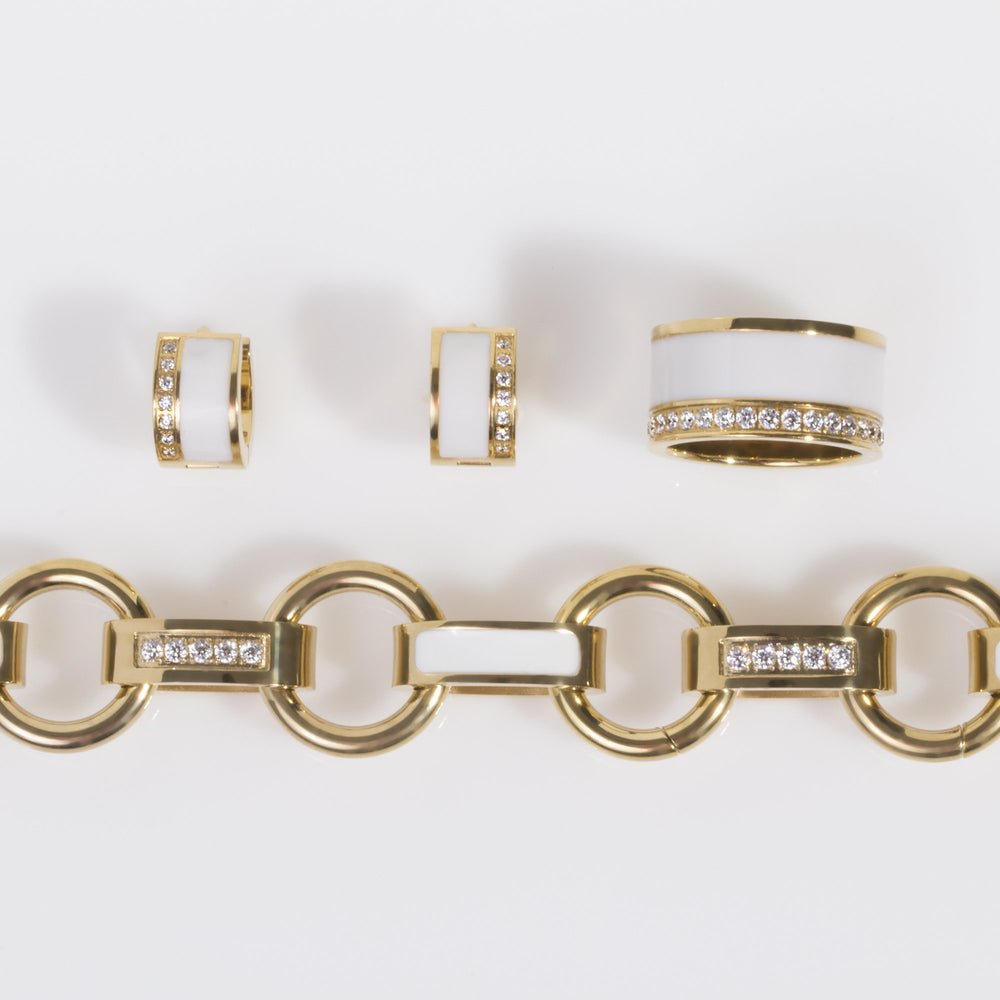gold white summer bracelet with stones