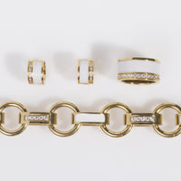 gold white summer bracelet with stones