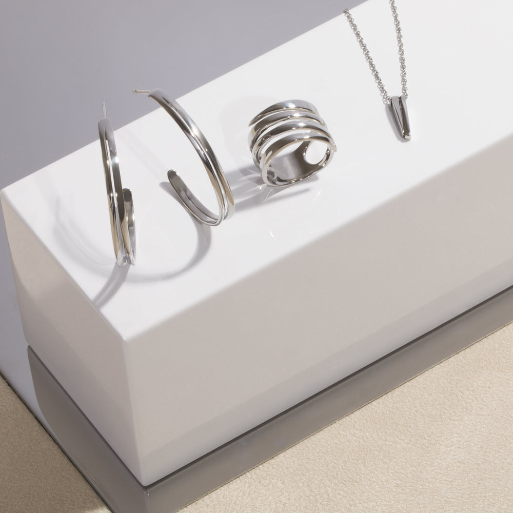 thin modern hoop earrings stainless steel