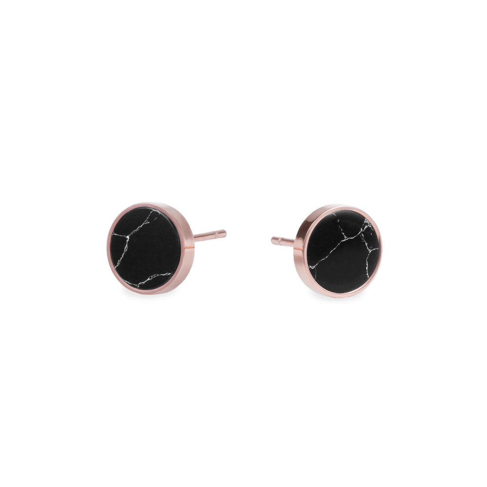 black marble round stud earrings 