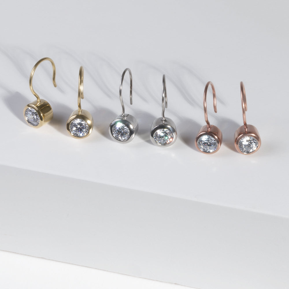 rose gold stone hook earrings stainless steel T318E001DORO MIAJWL