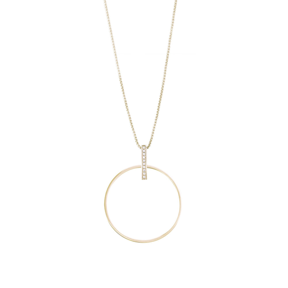 gold circle long necklace hypoallergenic