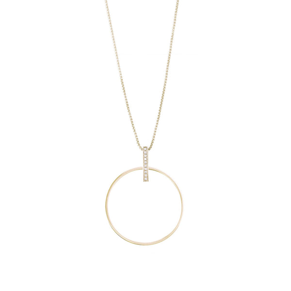 gold circle long necklace hypoallergenic