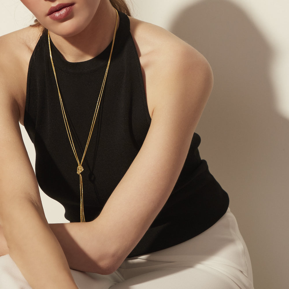 gold long necklace knot stainless steel T314N002DO MIAJWL
