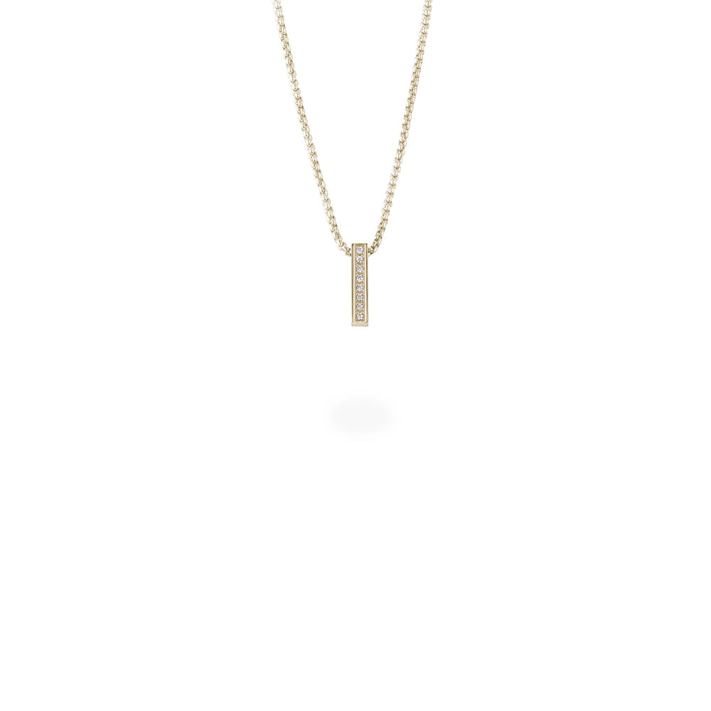 gold minimal bar pendant necklace with stones 