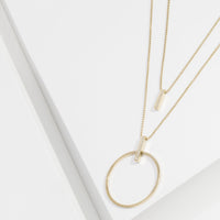 gold minimal bar pendant necklace with stones 