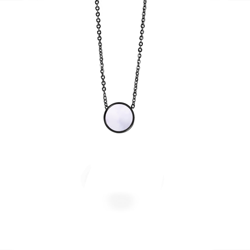 pink mop black pendant necklace 