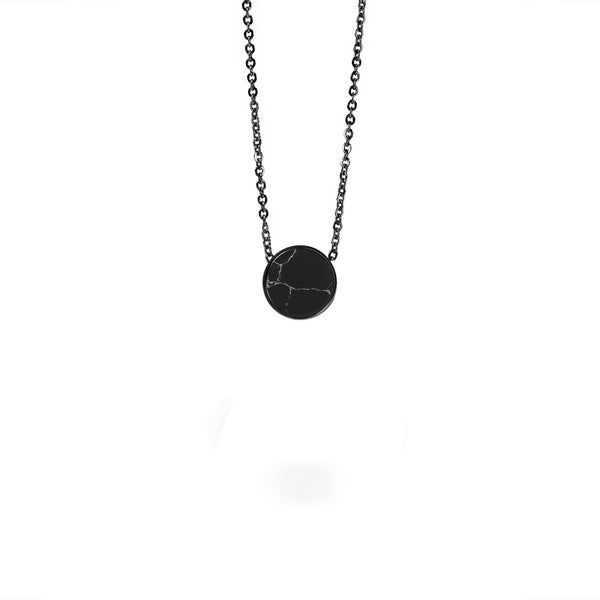 minimal black marble pendant necklace