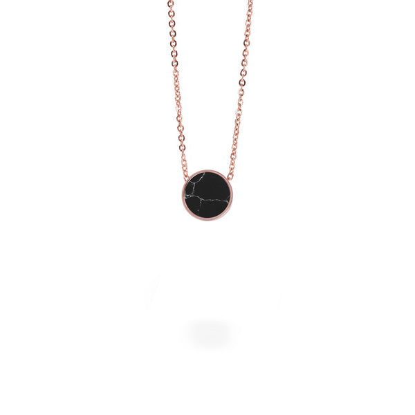 minimal black marble pendant necklace