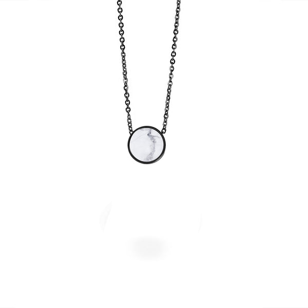 minimal white marble pendant necklace