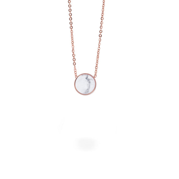 minimal round white marble necklace