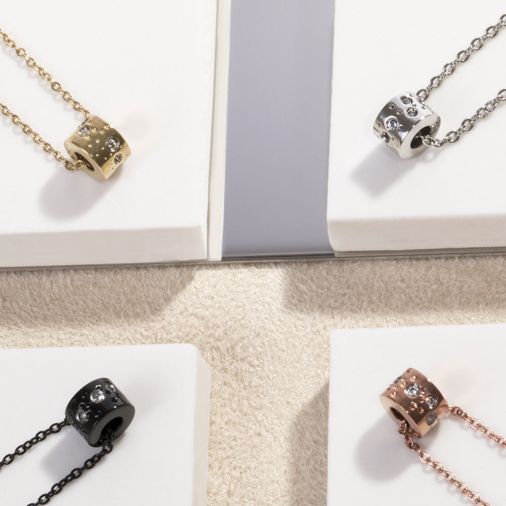 stainless steel rose gold delicate pendant necklace stones