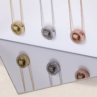 stainless steel circle hoop stones pendant T418P002DO MIA
