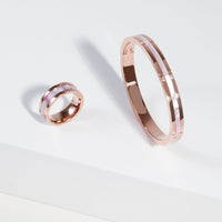 pink mop bangle bracelet stainless steel