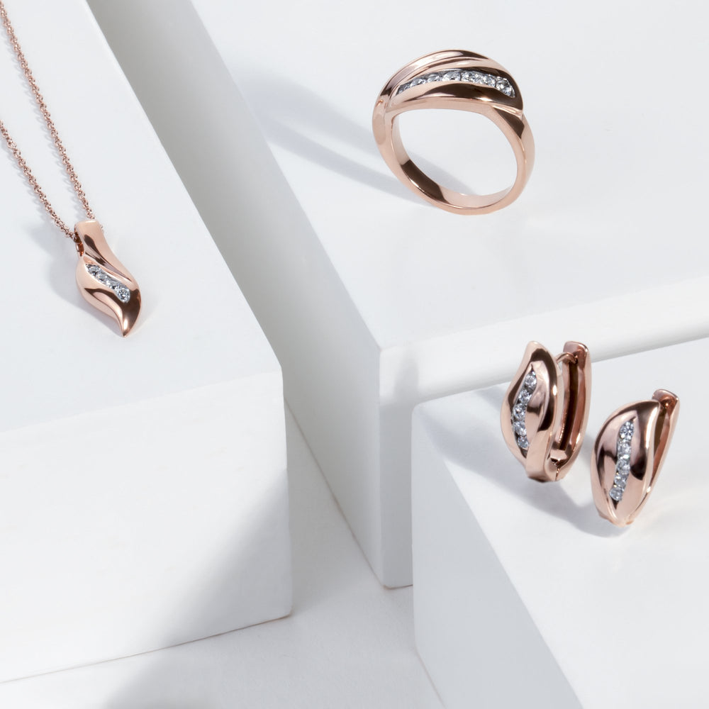 rose gold twisted pendant necklace stones T416P003DORO MIAJWL