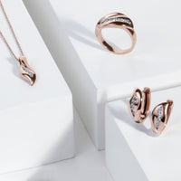rose gold waved huggie earrings T416E004DORO MIAJWL