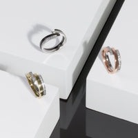 rose gold silver modern ring stones stainless steel