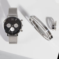minimal chrono watch women silver black