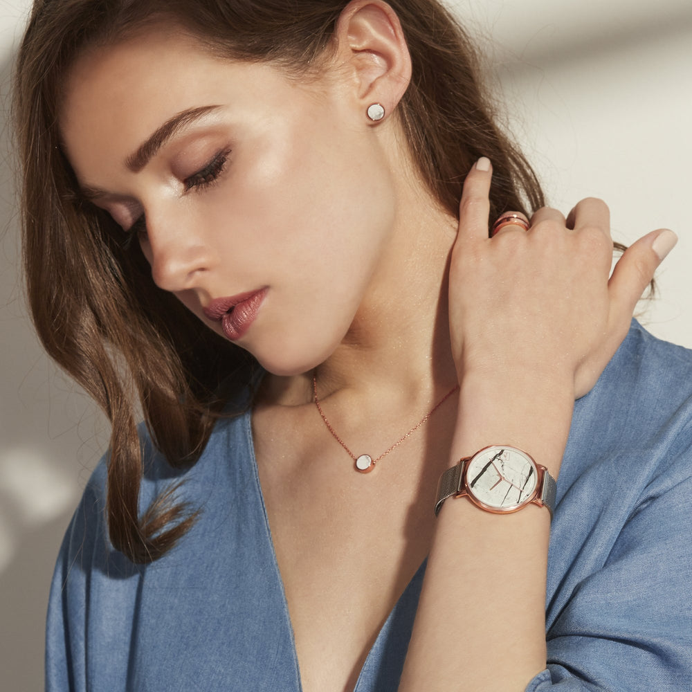 minimal white marble jewelry women
