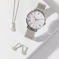 minimal pearl stainless steel watch