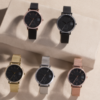 minimal silver black watch with stones
