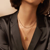Gold pendant necklace rectangular plate Pendentif or avec plaque rectangulaire