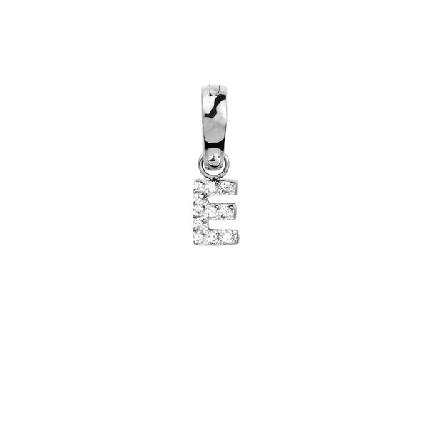 Letter E Charm With Stones Stainless Steel Breloque Lettre Pierres MIA