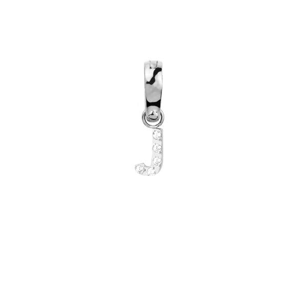 Letter J Charm With Stones Stainless Steel Breloque Lettre Pierres MIA