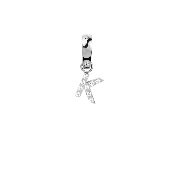 Letter K Charm With Stones Stainless Steel Breloque Lettre Pierres MIA
