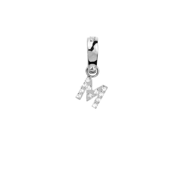 Letter M Charm With Stones Stainless Steel Breloque Lettre Pierres MIA