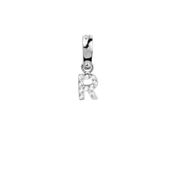 Letter R Charm With Stones Stainless Steel Breloque Lettre Pierres MIA
