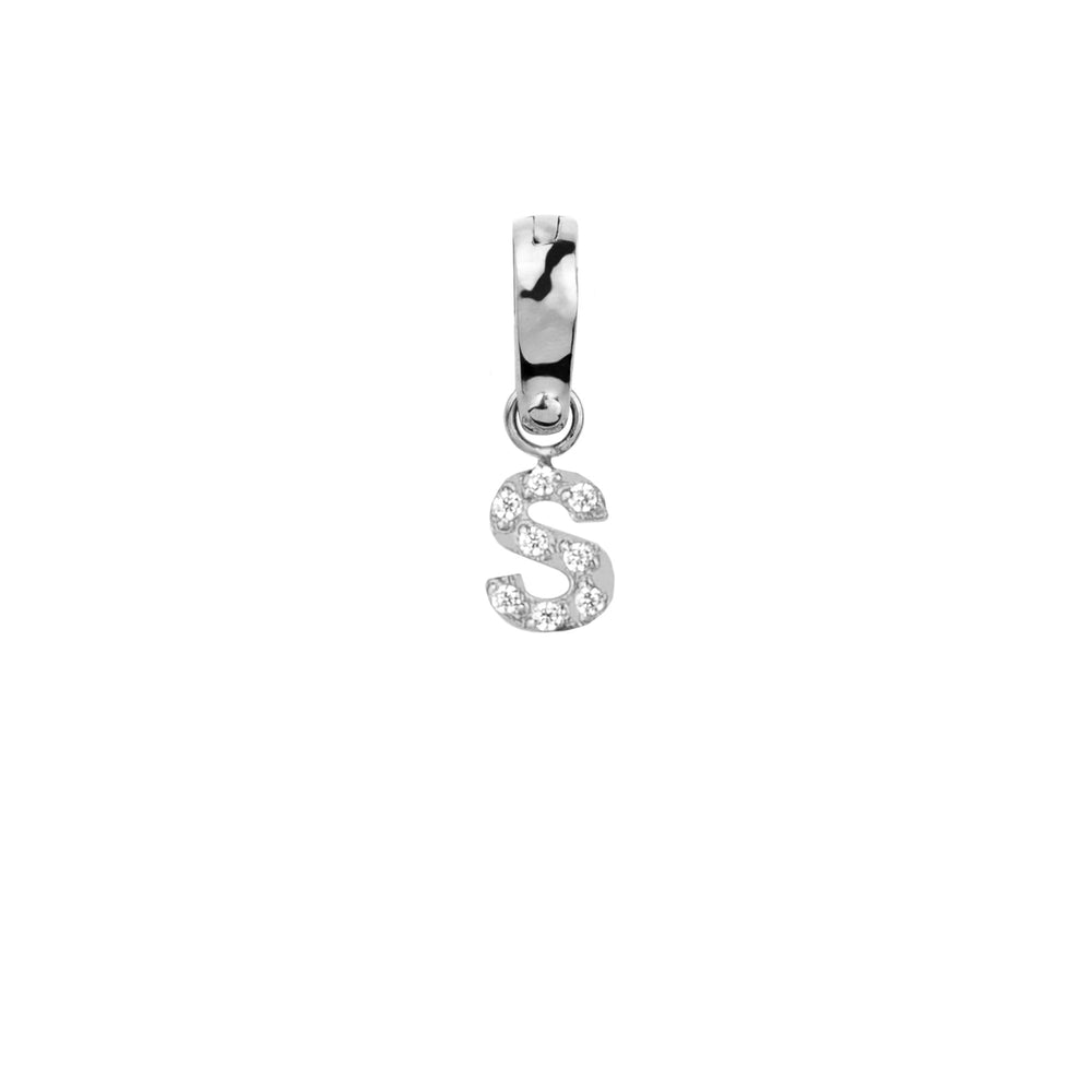Letter N Charm With Stones Stainless Steel Breloque Lettre Pierres MIA