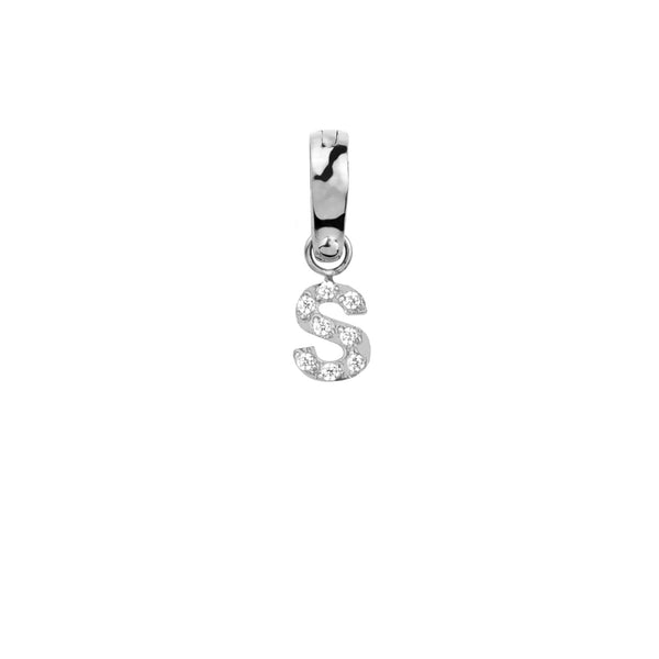 Letter N Charm With Stones Stainless Steel Breloque Lettre Pierres MIA