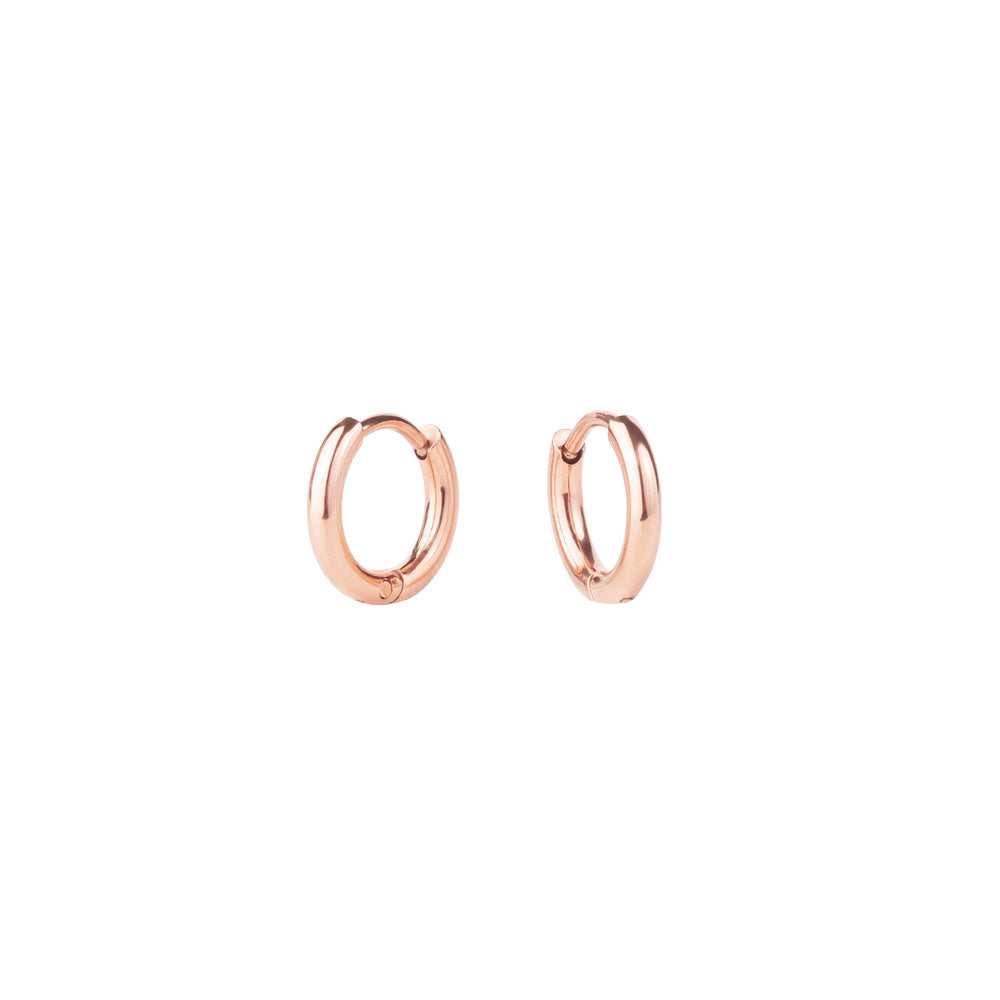 8 mm plain hoop earrings rose gold stainless steel MIAJWL