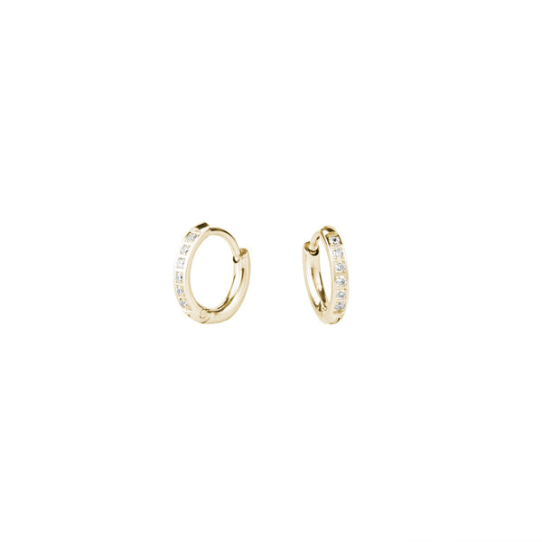 8 mm gold huggie earrings with stones stainless steel MIAJWL